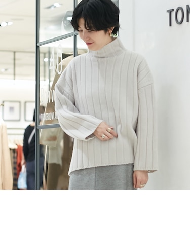 ウールカシミヤリブ ハイネックプルオーバー