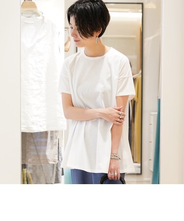 コットンジャージー クルーネックチュニックプルオーバー