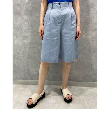 セルロースツイル フロントタックハーフパンツ