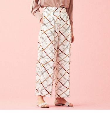 ブライドルプリント フロントタックワイドパンツ