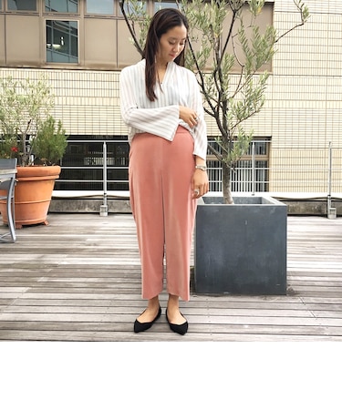 ポリエステルベルベット クロップドストレートパンツ