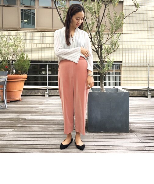ポリエステルベルベット クロップドストレートパンツ