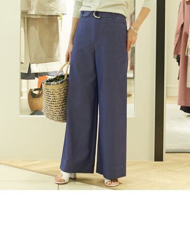 シャンブレーツイル ベルテッドワイドパンツ