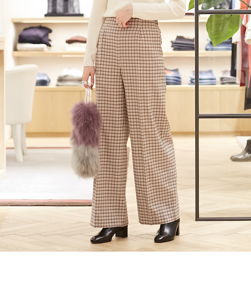 ウールフラノ セミワイドパンツ