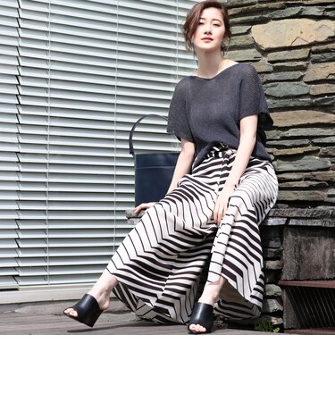 トライバルプリント ベルテッドガウチョパンツ