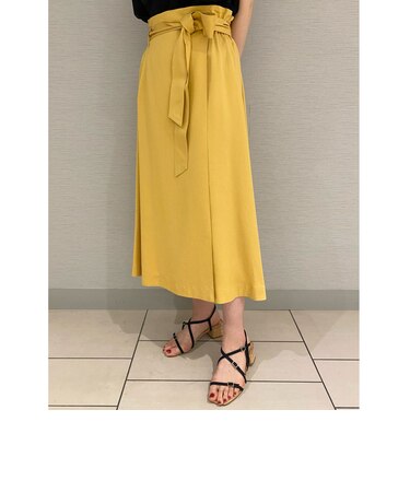 セルロースツイル ベルテッドフレアスカート