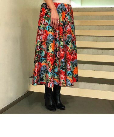 ポリエステルフラワープリント サーキュラースカート