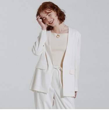 テンセルリネンストレッチ ノーカラージャケット