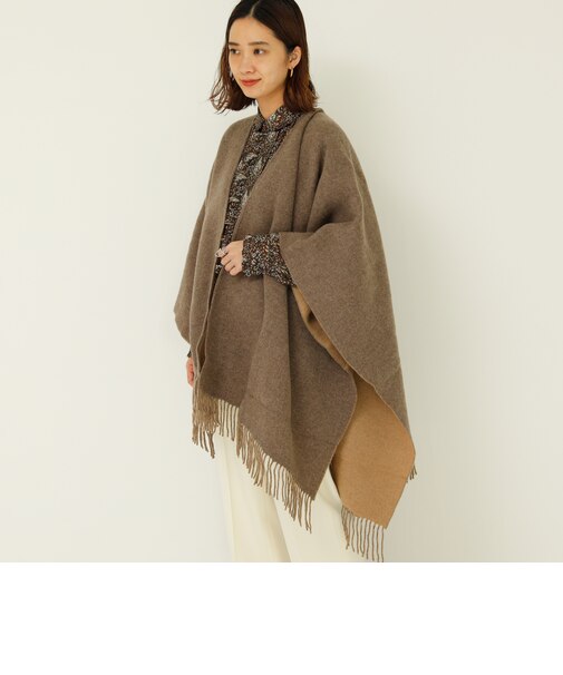 ウールナイロン ショールポンチョ
