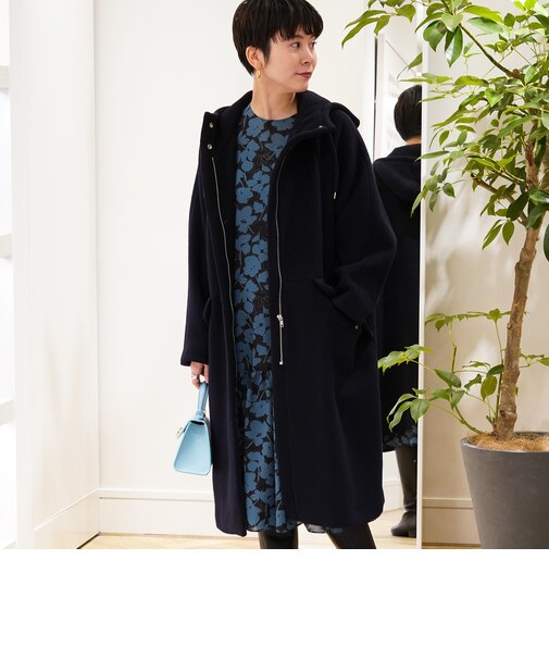 ブランケットウール フーデッドコート