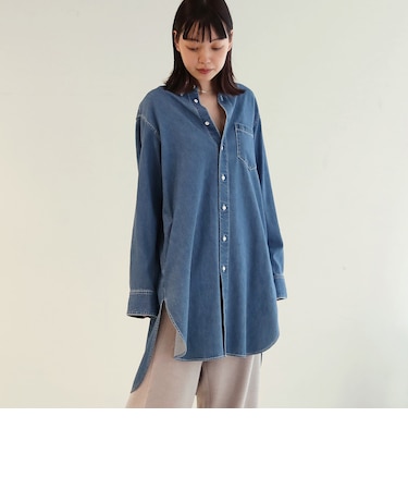 コットンライトデニム ロングシャツ