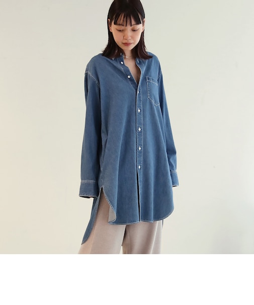 コットンライトデニム ロングシャツ