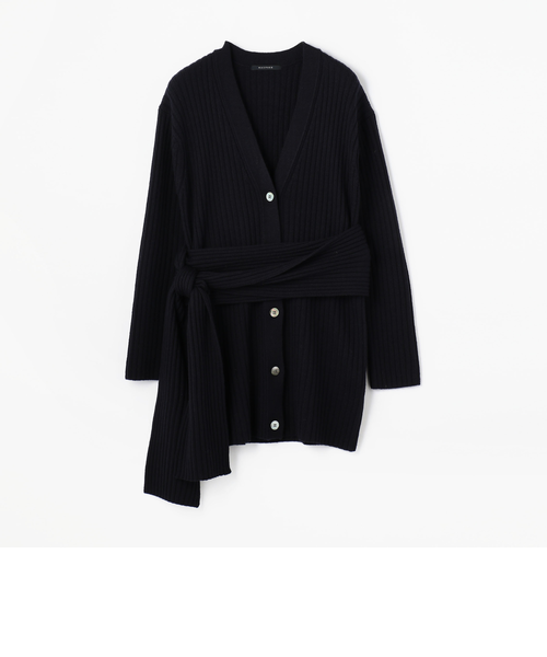 別注】金子綾xMACPHEE ウールリブ Vネックベルテッドカーディガン