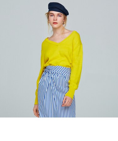 コットン Vネックプルオーバー