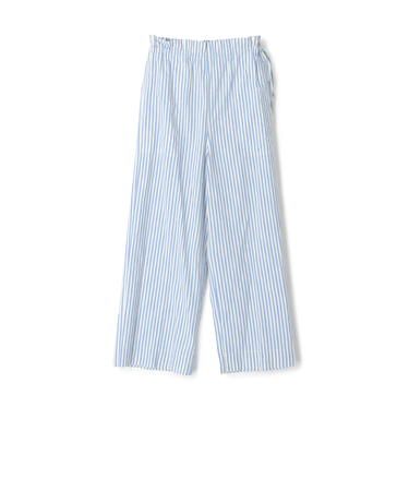 コットンシルクストライプ イージーセミワイドパンツ