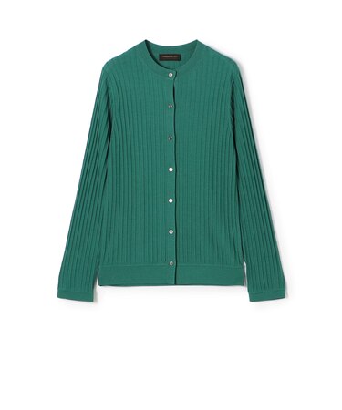カシミヤシルクリブ クルーネックカーディガン