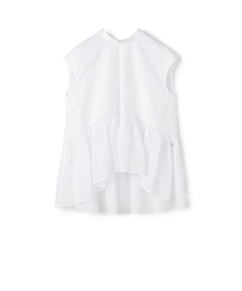 ホワイトコンビネーション ギャザーフレアブラウス｜トゥモロ－ランド