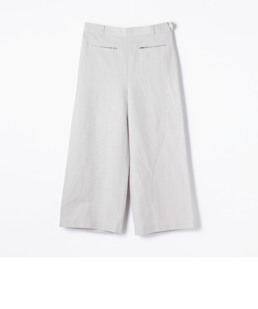 コットンリネンポプリン クロップドワイドパンツ