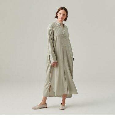 セルロースブロード バンドカラーシャツワンピース