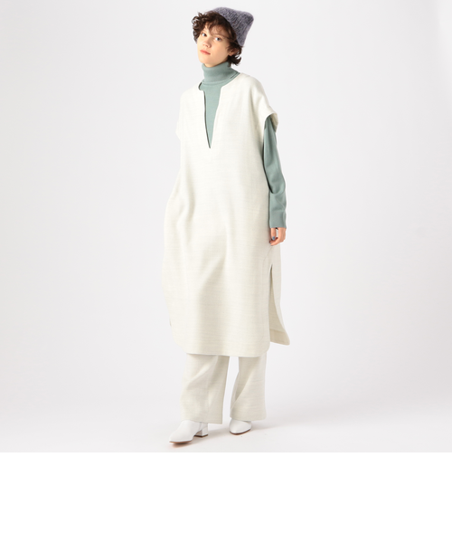 ウールヘリンボーン キーネックサックワンピース｜トゥモロ－ランドの