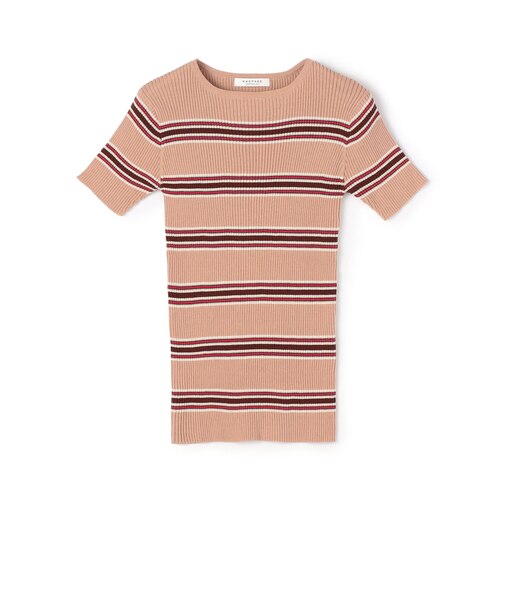 コットンナイロンリブ ハーフスリーブプルオーバー