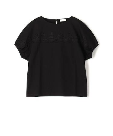 カットワークレースジャージー パフスリーブプルオーバー