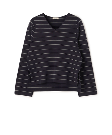 コットンアセテートミラノリブ Vネックプルオーバー