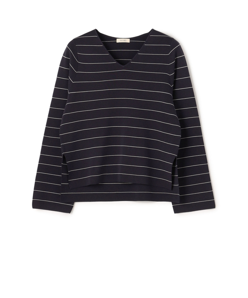 コットンアセテートミラノリブ Vネックプルオーバー