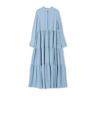 パウダリーサテン ティアードロングワンピース