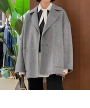 プレミアムウールリバー オープンカラーショートコート