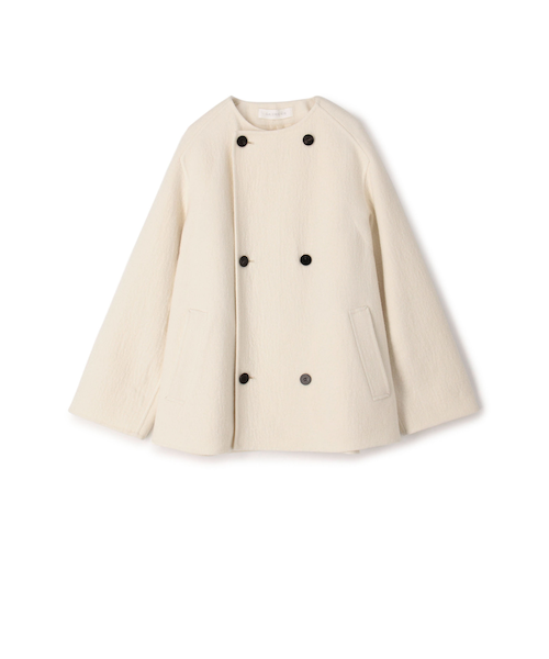 23AW✨ギャルリーヴィー ランダムウールカラーレスショートトレンチコート ランダムウール カラーレスショートトレンチコート｜トゥモロ－ランド