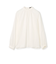 ウォッシャブルサテン スタンドギャザーカラーブラウス