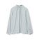 ウォッシャブルサテン スタンドギャザーカラーブラウス