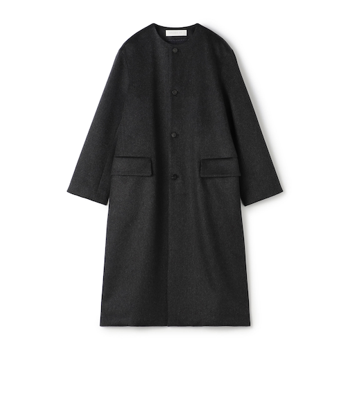 カシミヤビーバー クルーネックロングコート