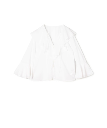 コットンボイル フリルカラーブラウス