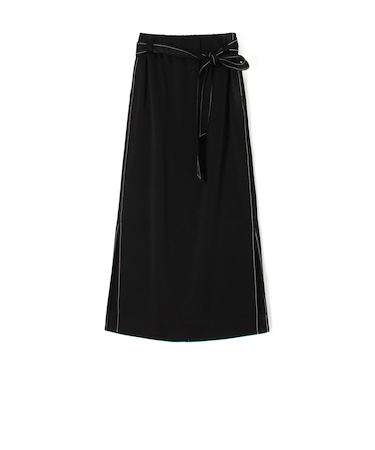 トリアセテートポリエステルサテン ベルテッドマキシスカート