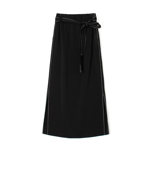 トリアセテートポリエステルサテン ベルテッドマキシスカート