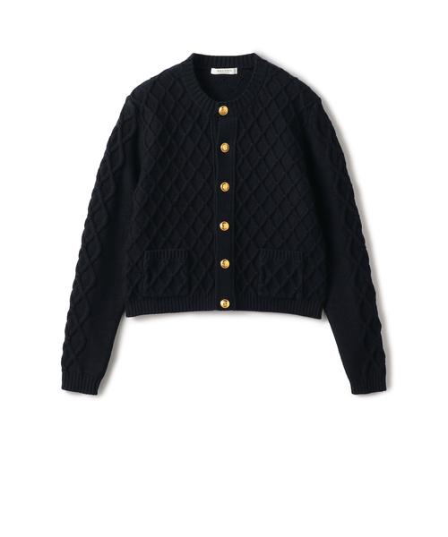 ハイブリットコットンケーブル クルーネックカーディガン｜トゥモロ