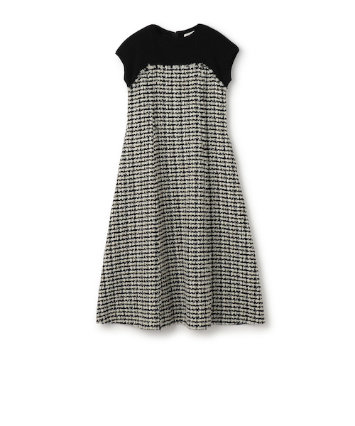 ニットコンビツイード フレンチスリーブワンピース｜トゥモロ－ランド