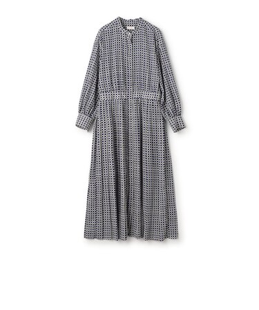 カラーグリッドプリント プリーツワンピース