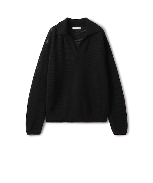 【WEB・一部店舗限定】ウールメッシュ ポロプルオーバー
