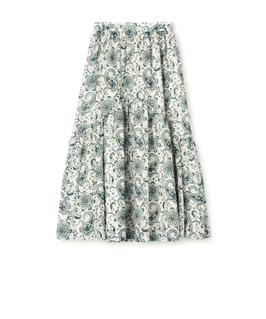 ポリエステルプリント ティアードマキシスカート