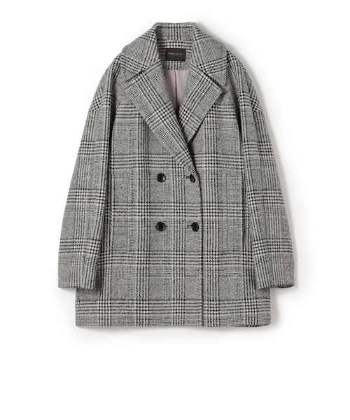 TOMORROWLANDcollection ウールカシミヤグレンチェックコート ウールカシミヤグレンチェック ショートコート｜トゥモロ－ランドの