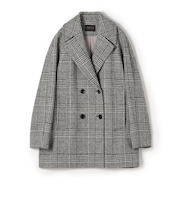 ウールカシミヤグレンチェック ショートコート