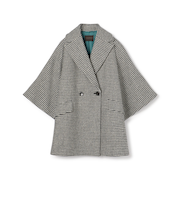 ウールカシミヤシェファード フレアスリーブショートコート