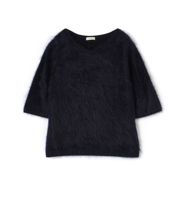 ピュアカシミヤファー Vネックプルオーバー