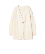 セミウーステッドウール キルトピン付きカーディガン