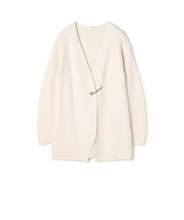 セミウーステッドウール キルトピン付きカーディガン