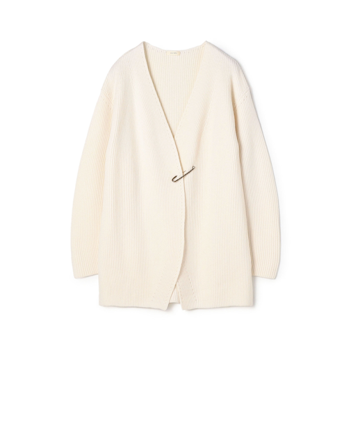 セミウーステッドウール キルトピン付きカーディガン