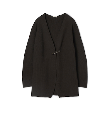 セミウーステッドウール キルトピン付きカーディガン